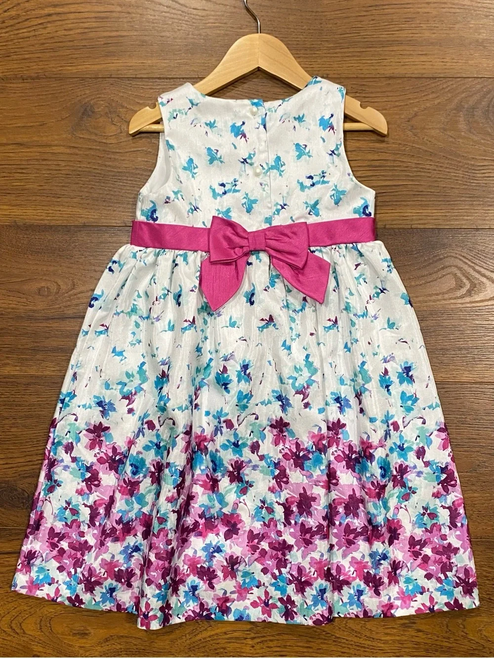 Gymboree Girls “Family Brunch” Magenta, Turquoise and White Sleeveless Dress 5T